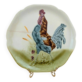 Antique plate Terre de Fer Choisy-le-Roi Hb – Polychrome cock in slipware