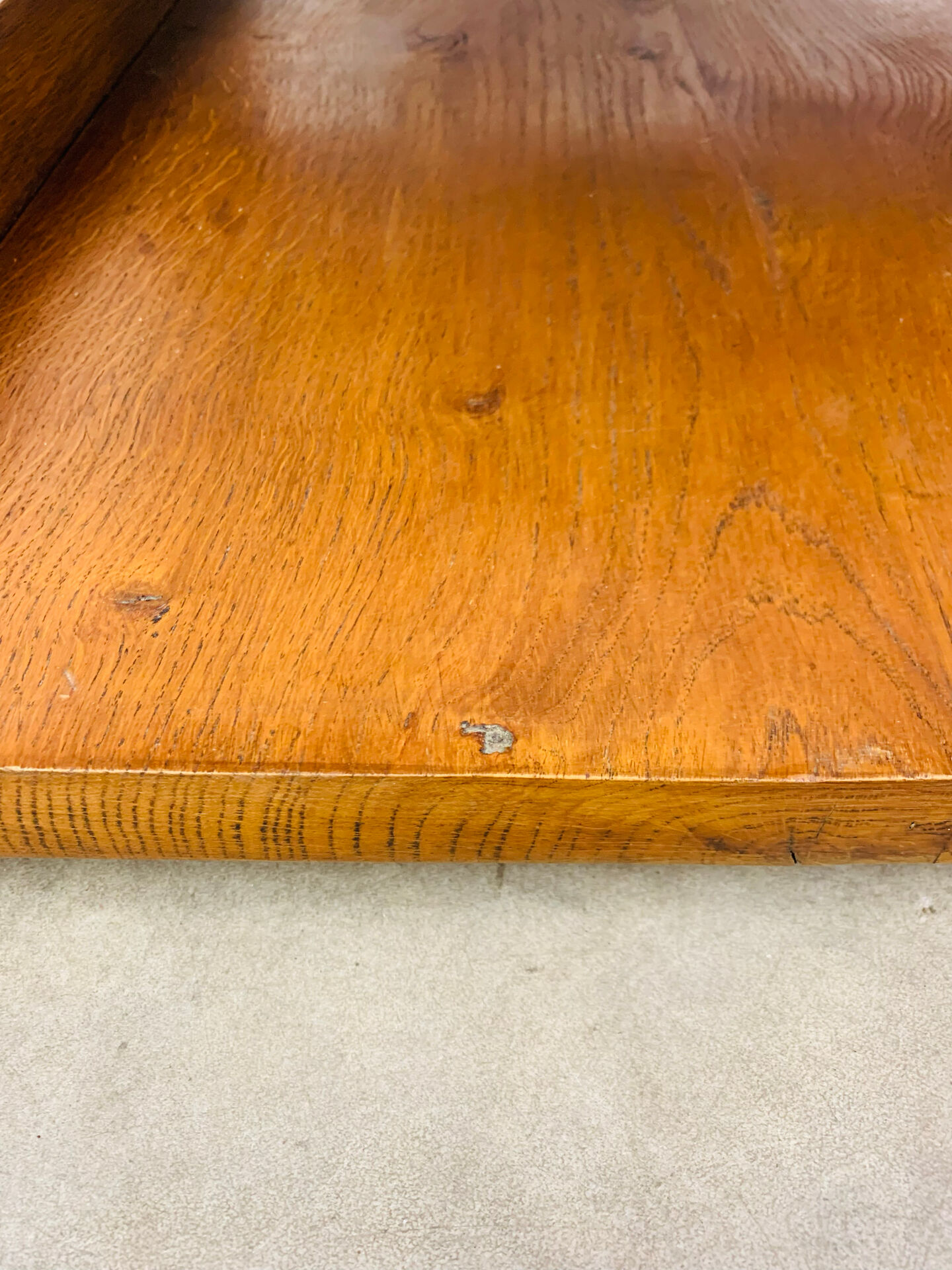 Brutalist coffee table made of solid wood from the 1970s.