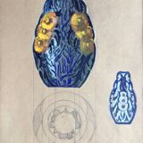 France LAMBERT 1902-1981. Gouache. Art Deco vase design, circa 1925.