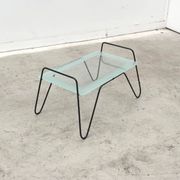Table basse en métal et verre, France 1950