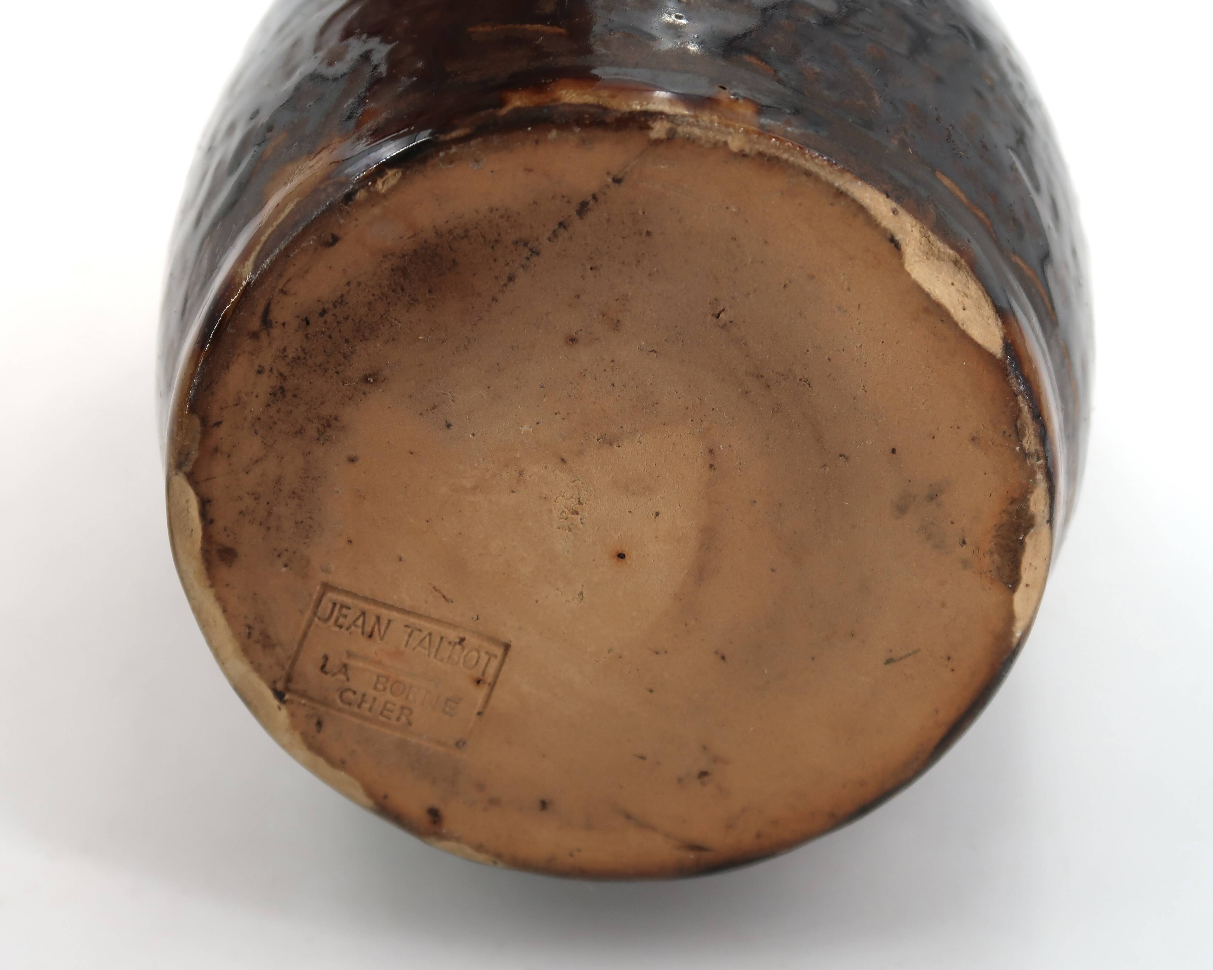 Black stoneware pitcher by Jean Talbot, La Borne ceramics from the 1940s.