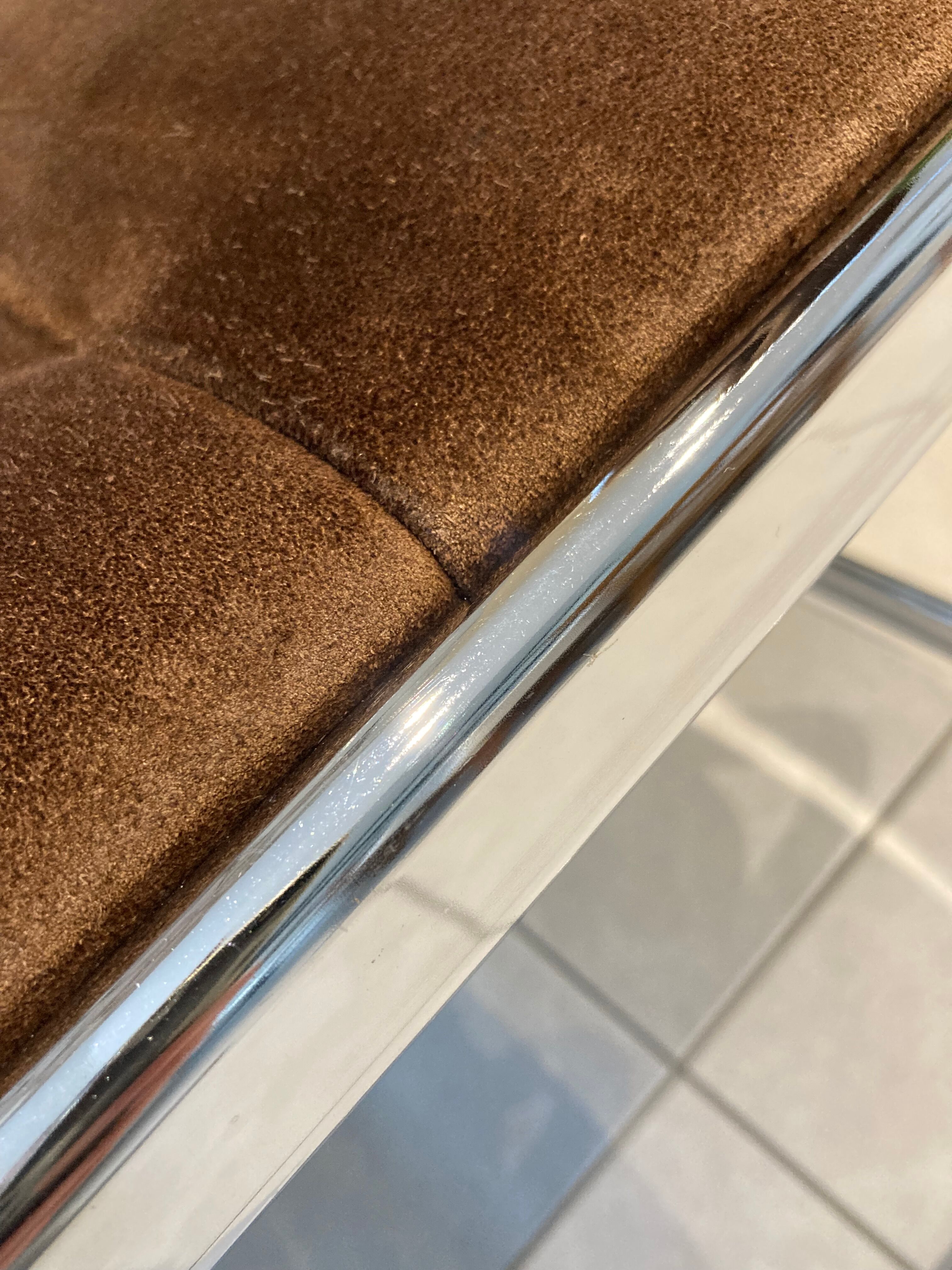 Set of 4 chairs chrome and suede 70s