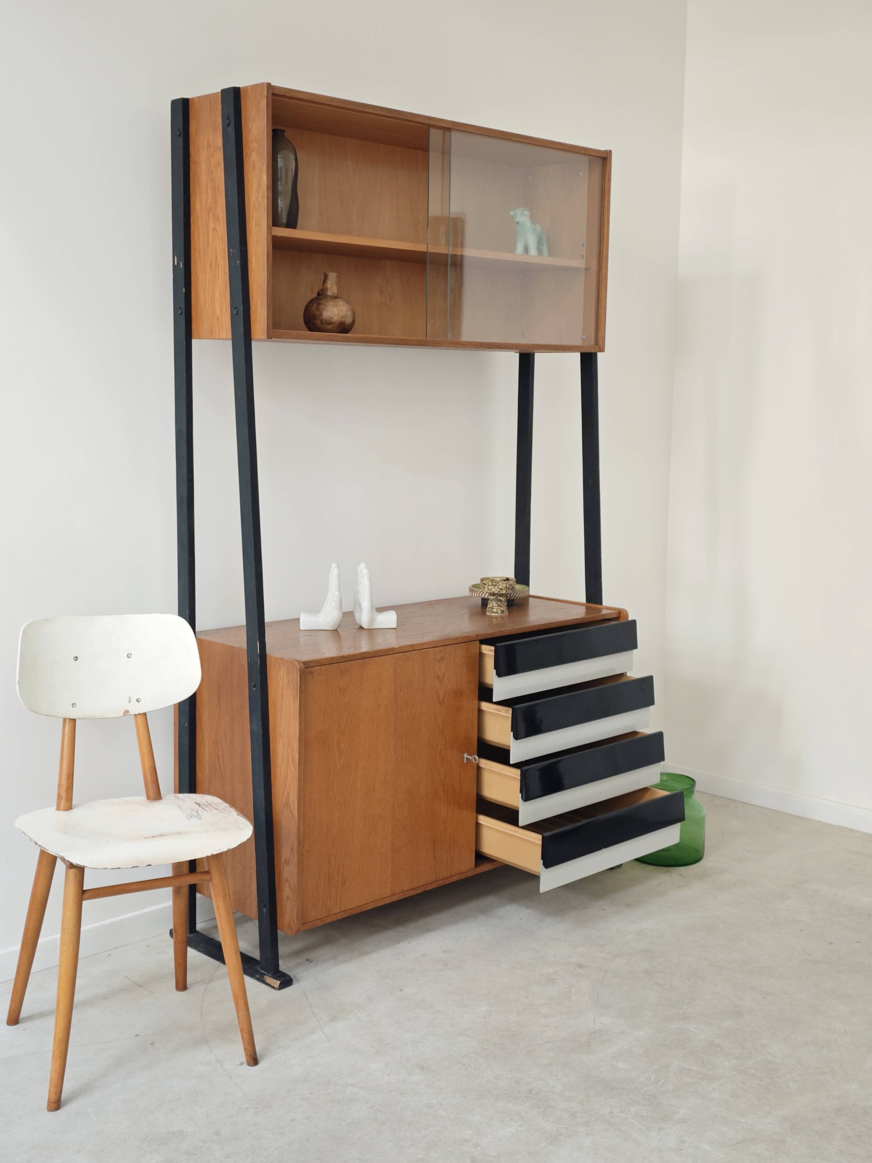 Library buffet U 458 black by Jiri Jiroutek for Interier Praha 1960