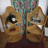 Pair of rattan shelves