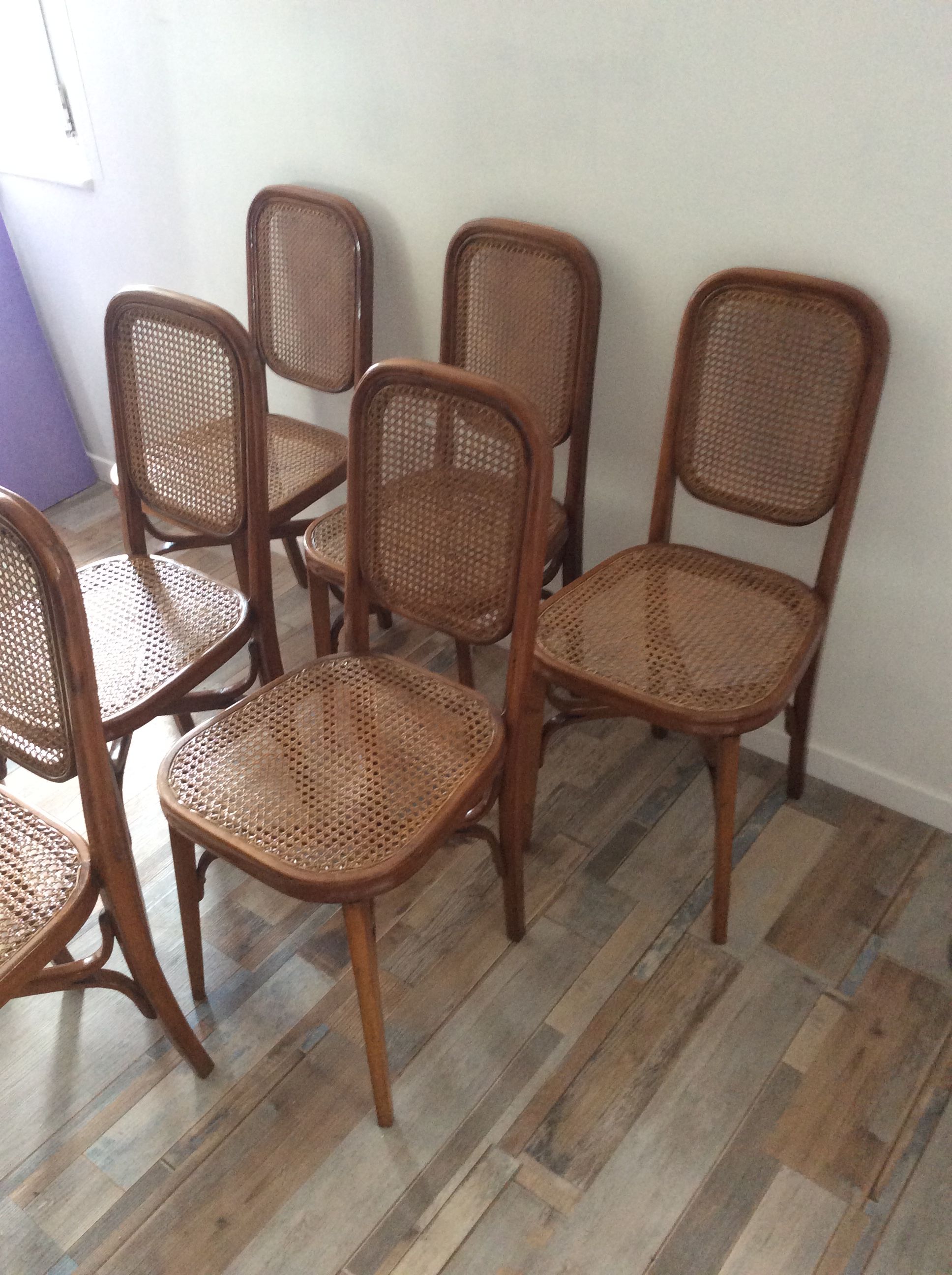 Series of 6 bistro chairs from the 50s patented SGDG