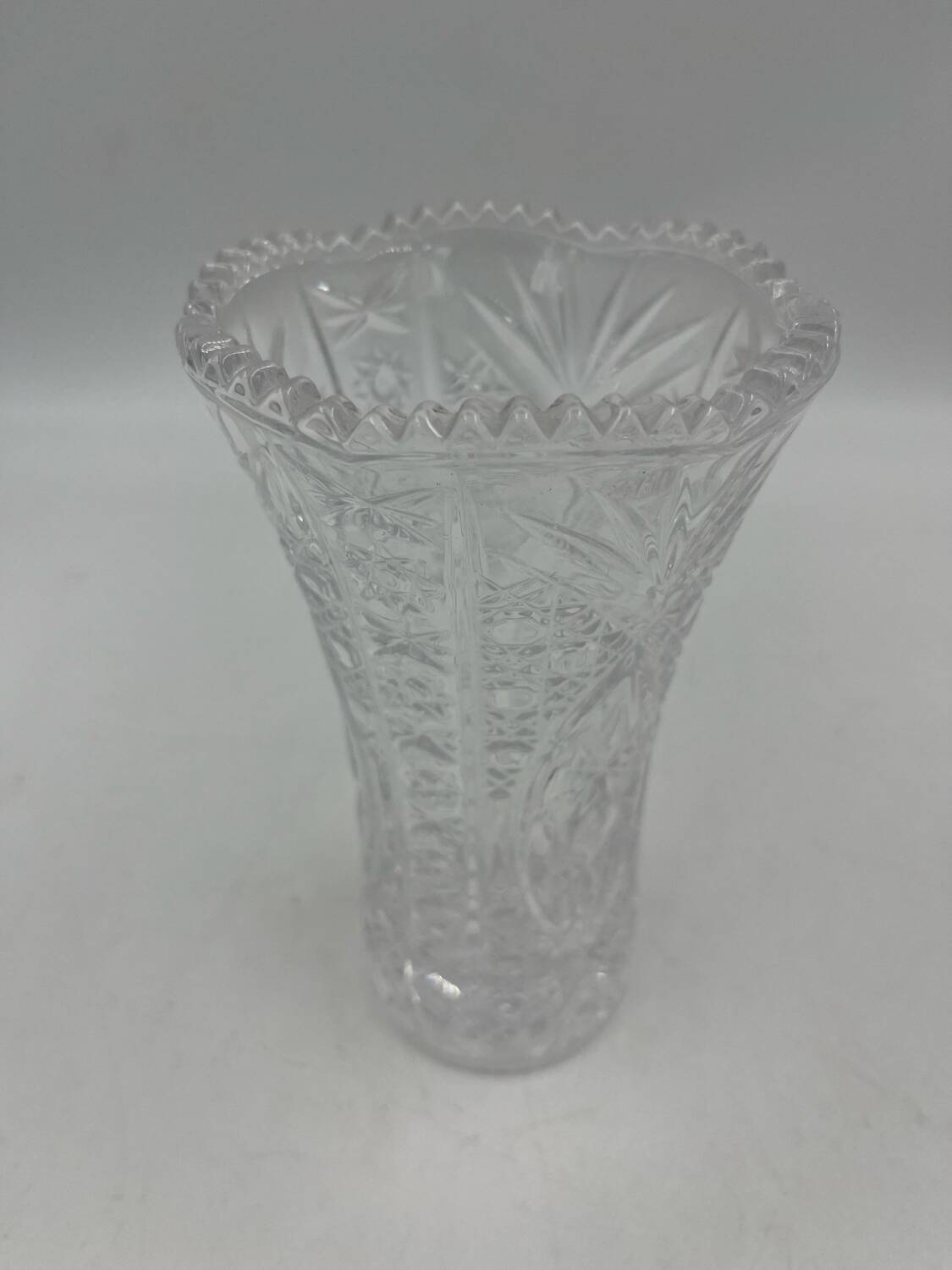 Antique cut Bohemian crystal vase