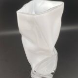 White tinted glass vase with crumpled effect