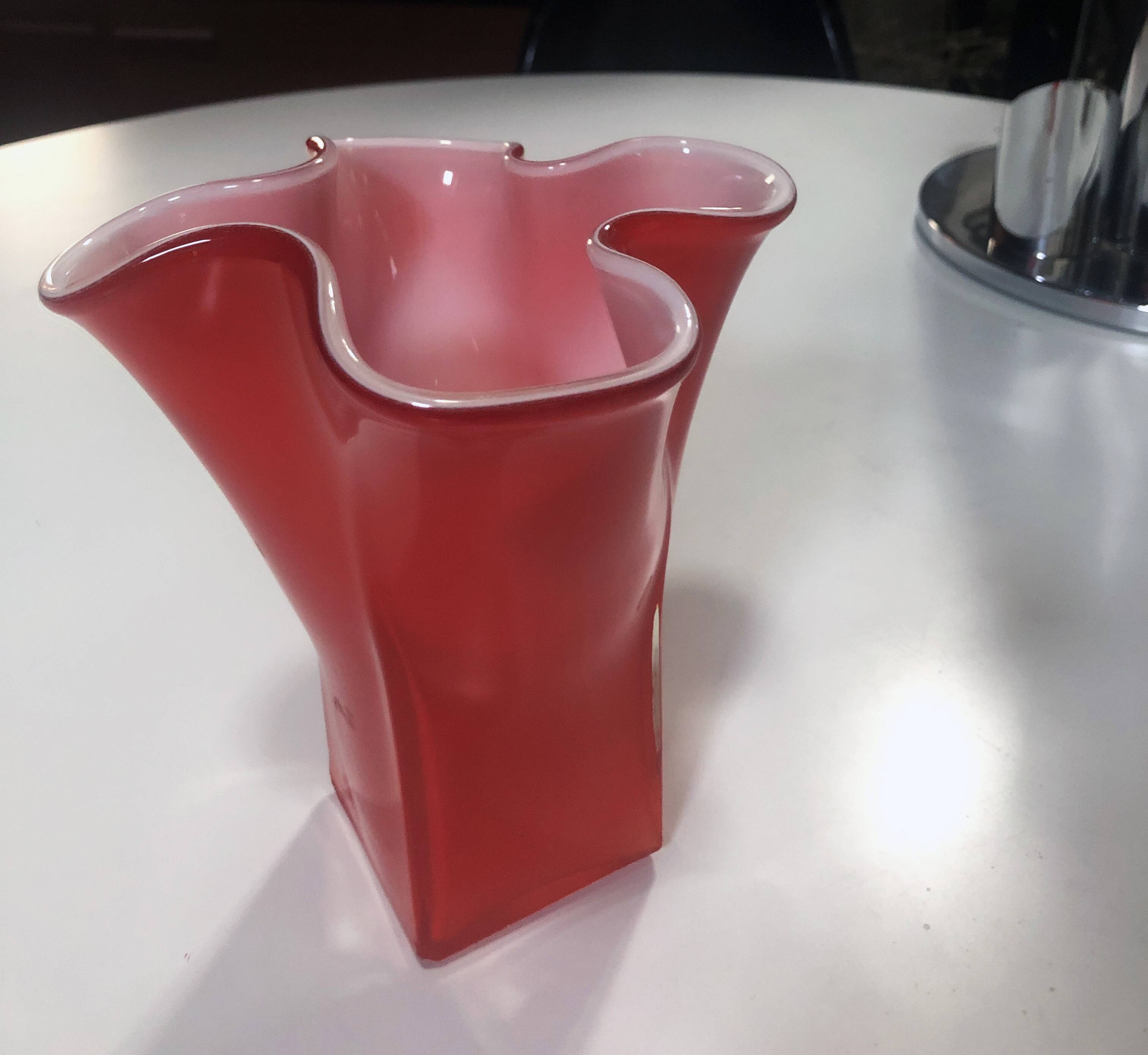 Vintage Handkerchief Vase • Incamiciato • Murano Glass • 1960