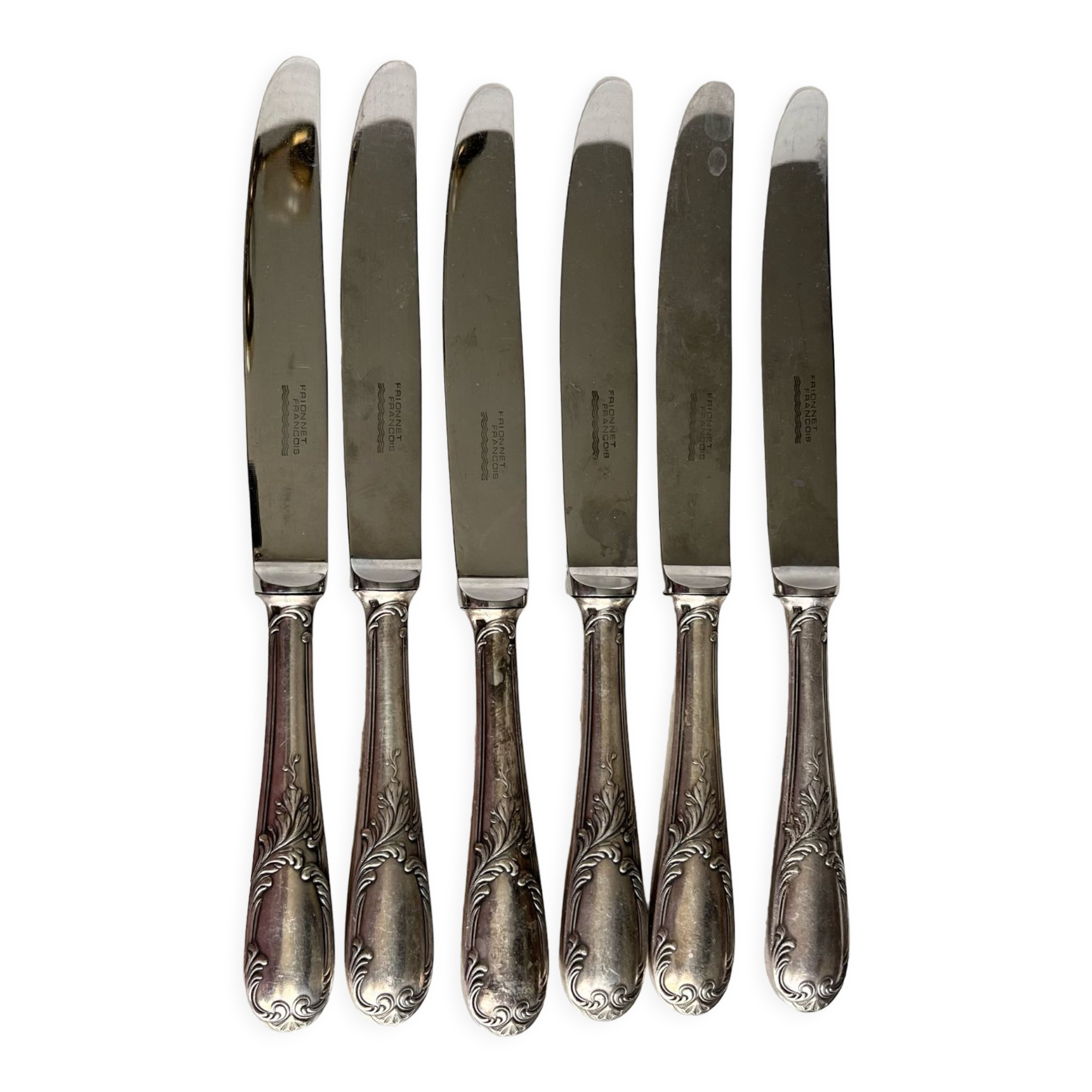 6 silver metal knives