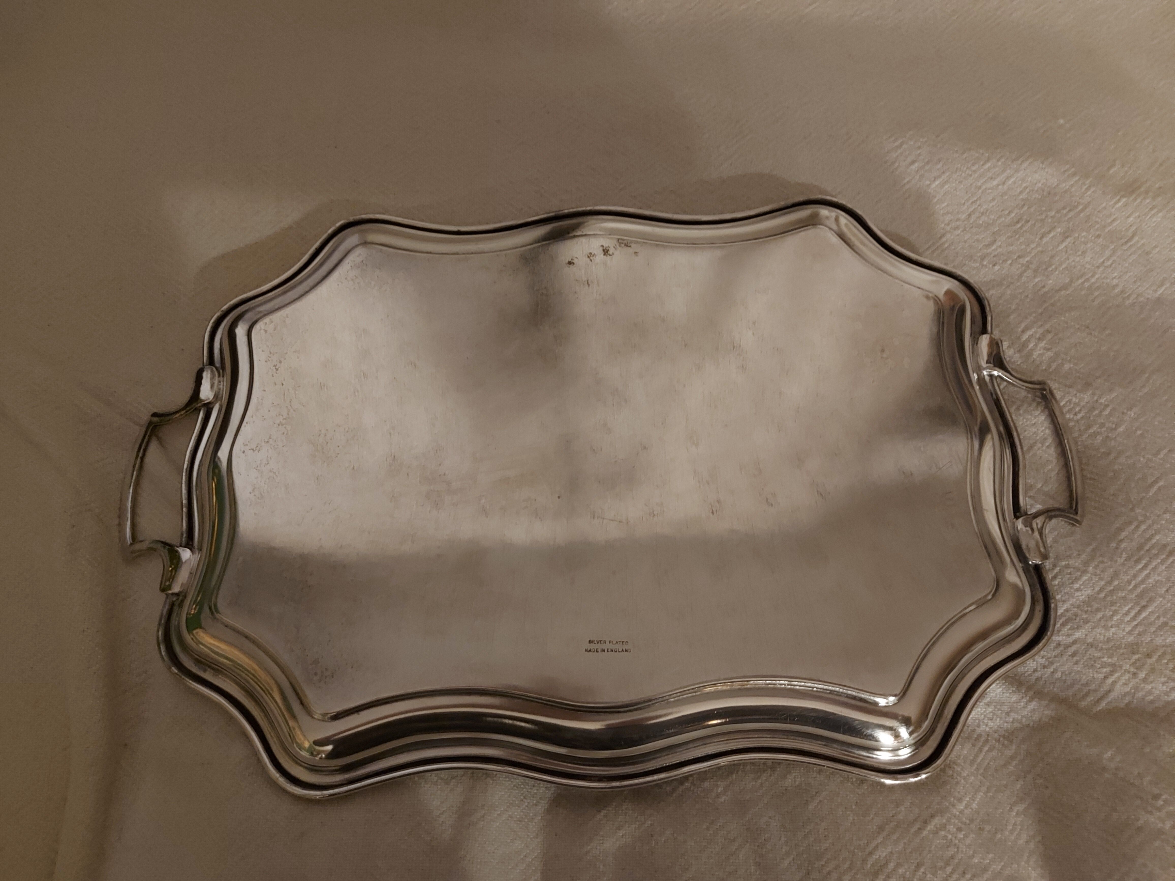 Large english silver metal tray