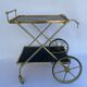 Vintage 1960's bar rolling table smoked glass gilded metal