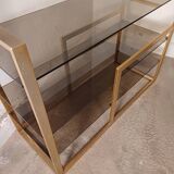 Brass shelf, smoked glass