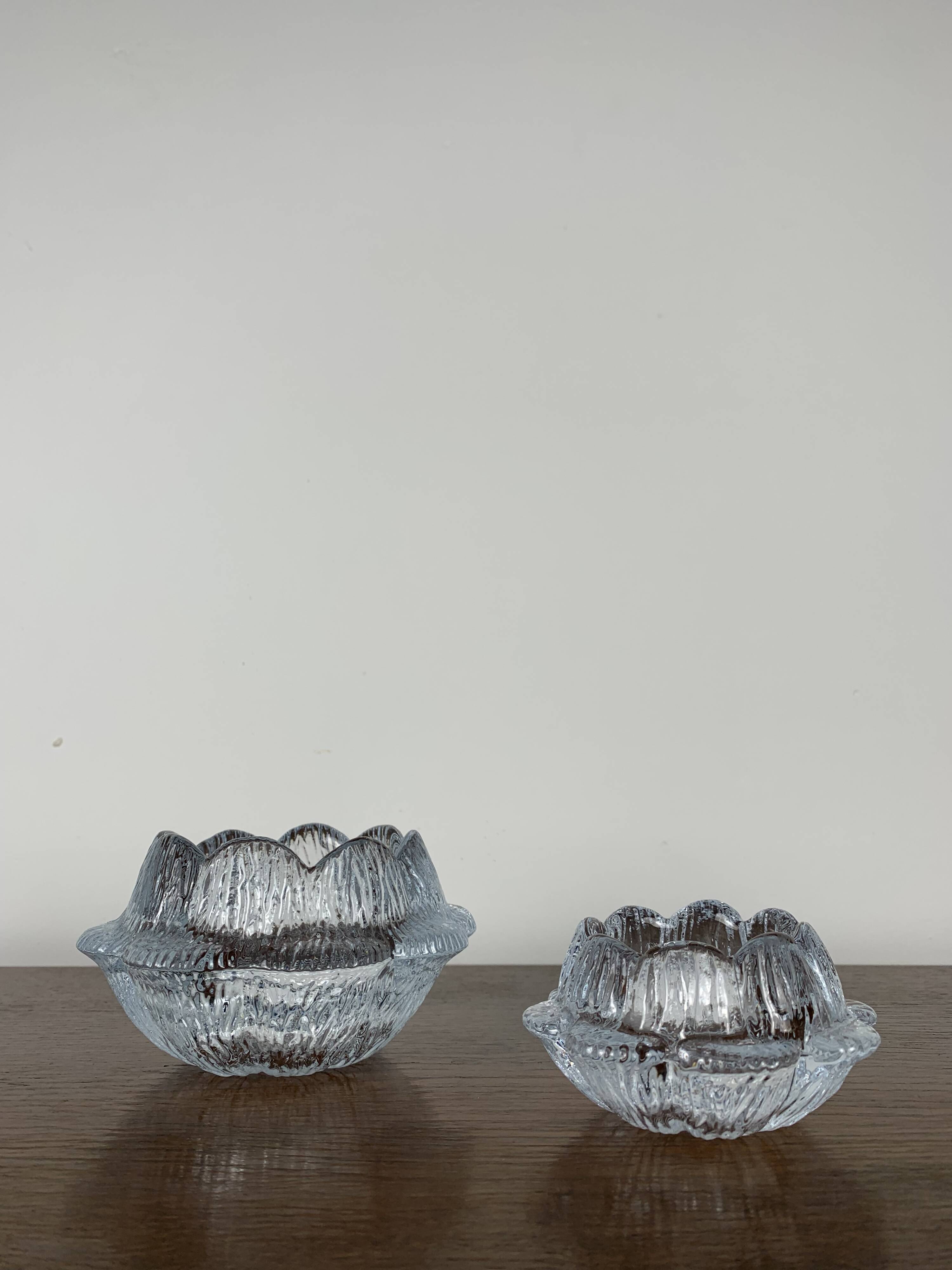 "Lotus" glass candle holder by Holmegaard, Danmark, 1970