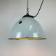 Industrial grey enamel factory lamp with cast iron top, 1960s
