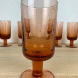 5 glasses in pink bubbled glass