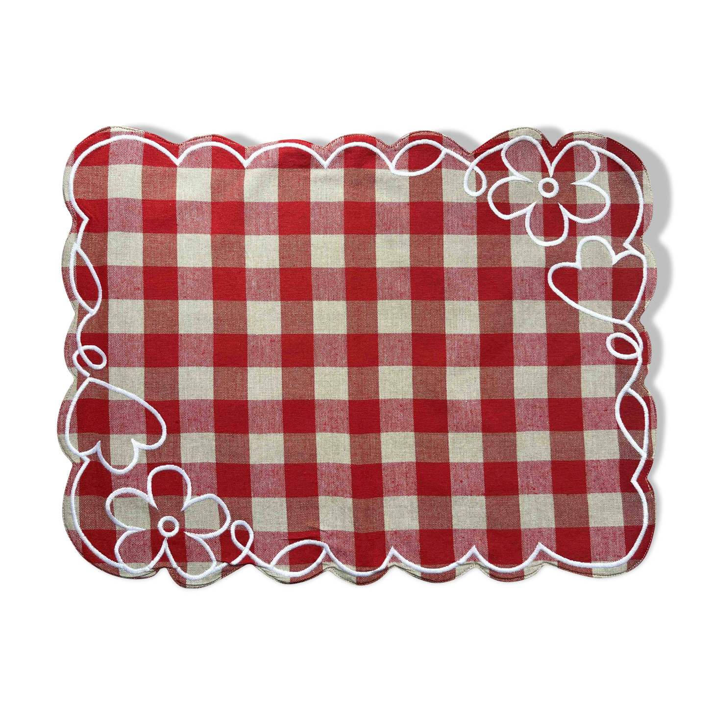 Vichy fleur placemat rouge