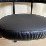 Pair of vintage leather basket armchairs