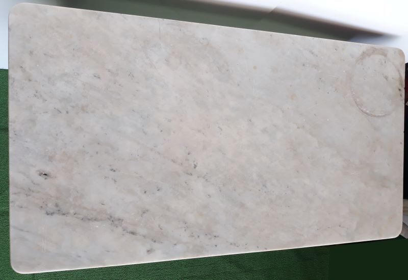 Walnut table on white marble for kitchen, old