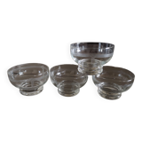 Set of 4 engraved crystal bowls - 1920s/1930s