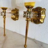 Paire d'appliques en laiton et acrylique, France 1960