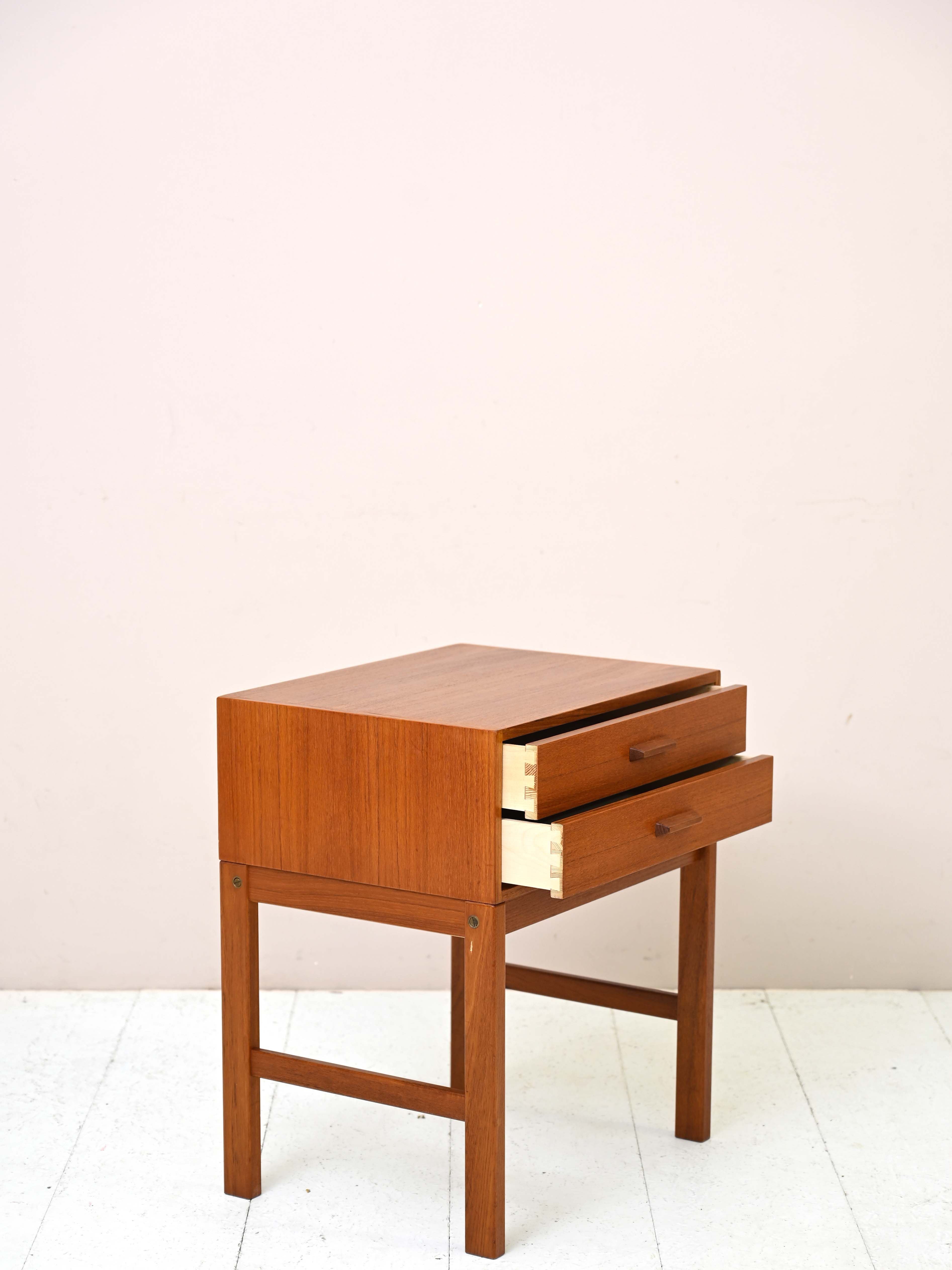 Scandinavian vintage nightstand with two drawers