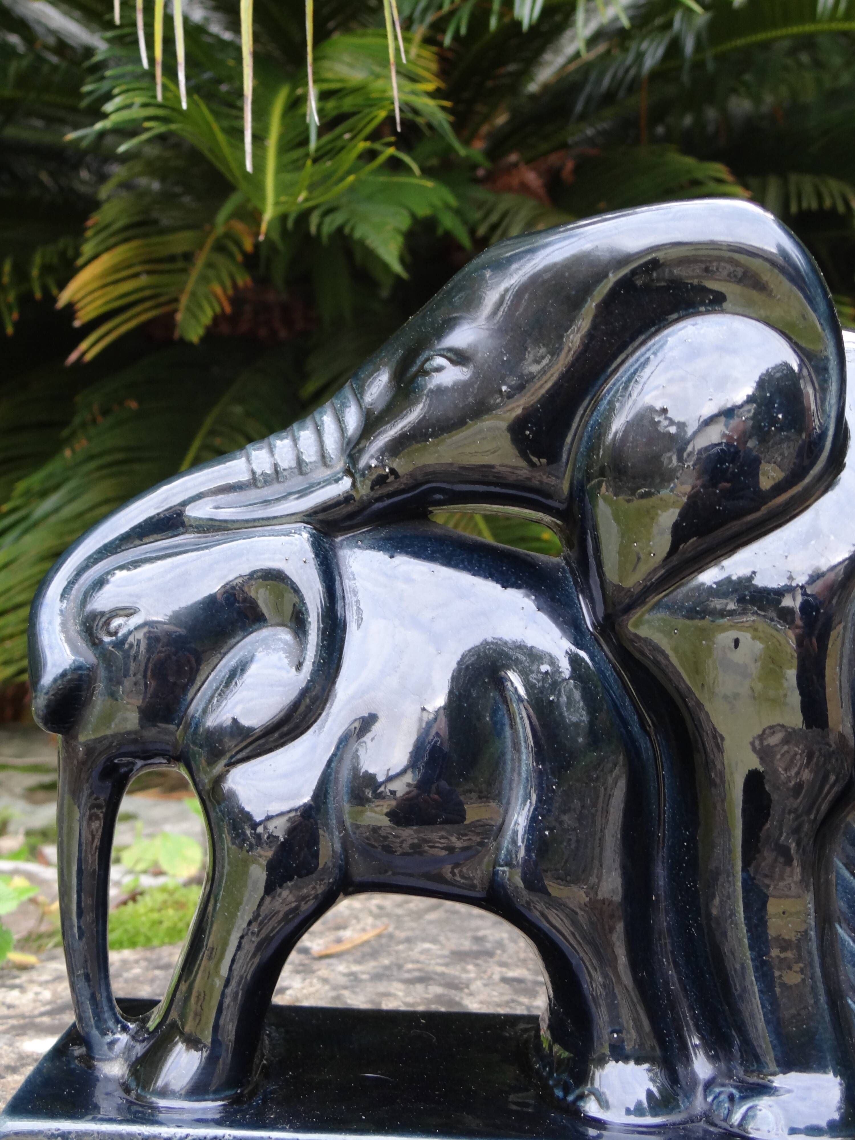 Beautiful Art Deco Lemanceau Elephant Statue, St. Clement Faience Elephant