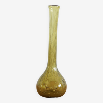 Vase à col long en verre soufflé bullé
