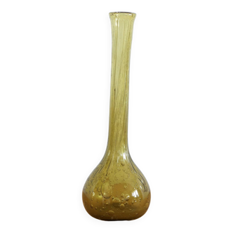 Long neck vase in bubble blown glass