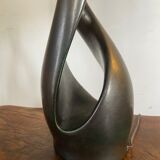 Lampe forme libre céramique noire années 50 abat jour corde dlg marcel giraud