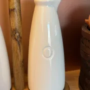 Ceramic white and wood oil and vinegar dispenser