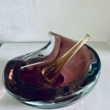 Vintage ashtray, Murano Sommerso, with pestle and label, circa 1960s