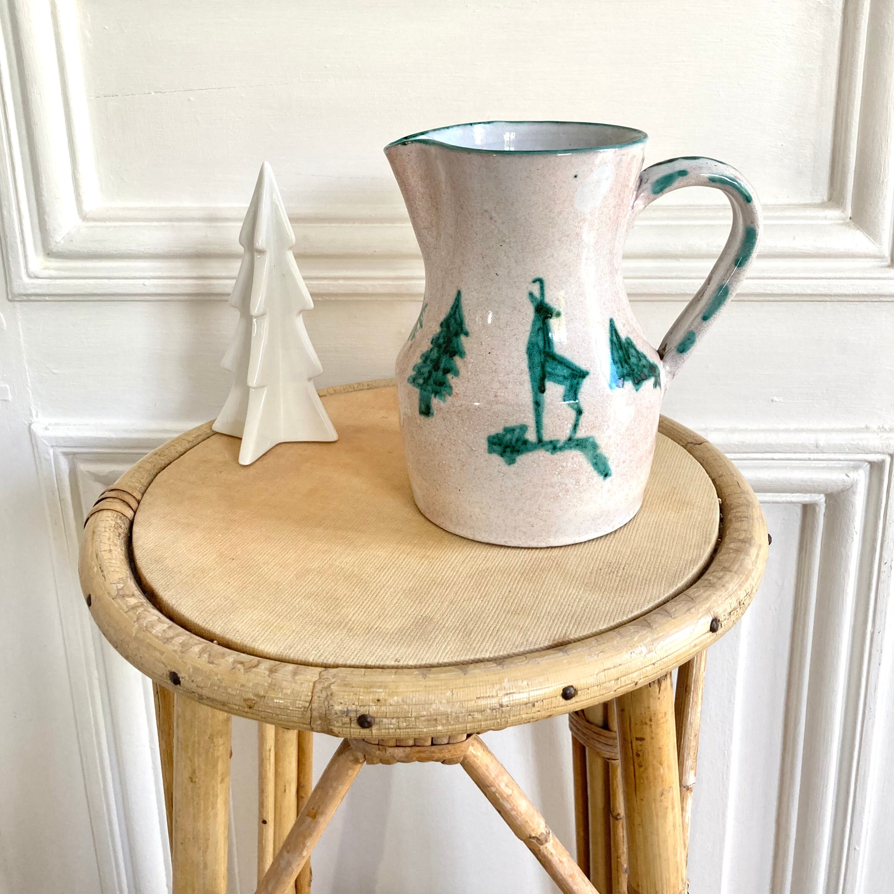 Enamelled pitcher numbered chalet or mountain décor