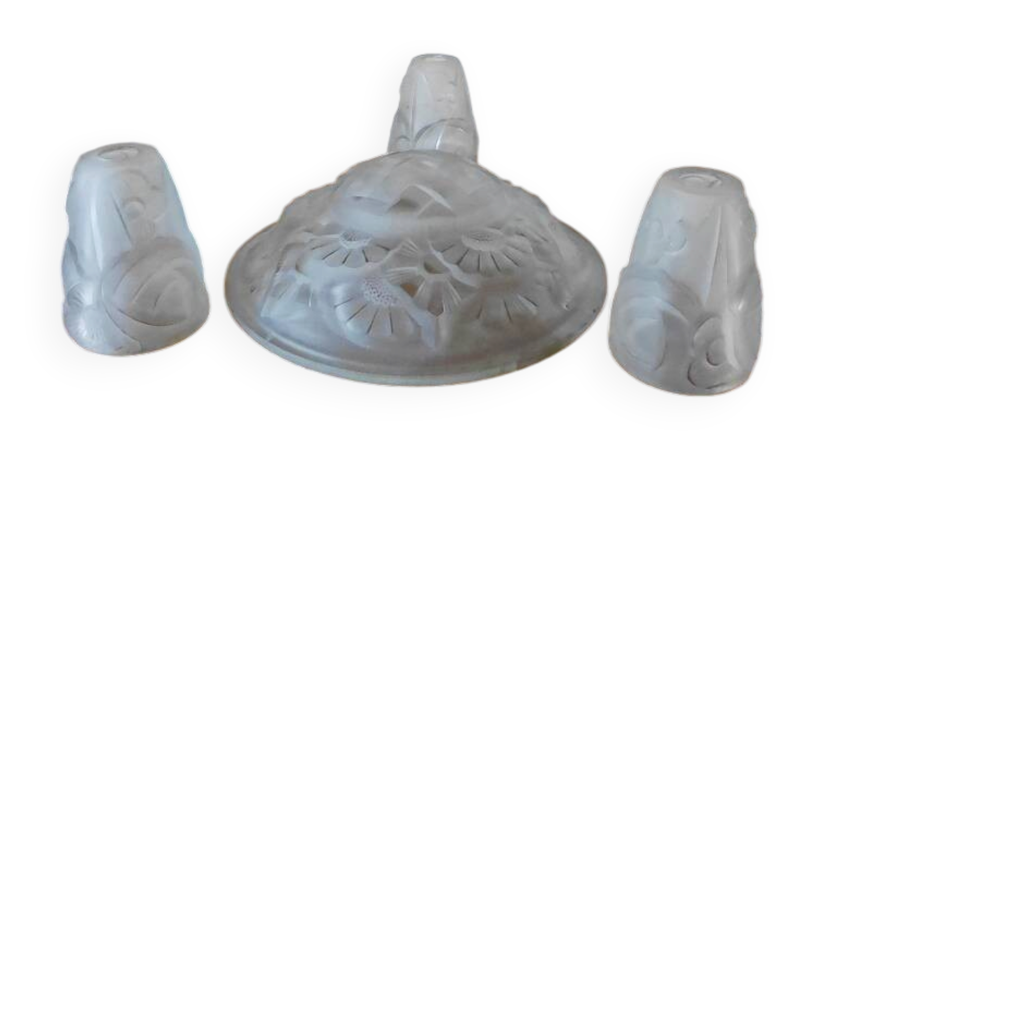 Set for Art Deco chandelier (1 cup, 3 globes)