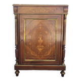 Buffet meuble d'appuie Napoléon iii en marqueterie florale et marbre 19ème