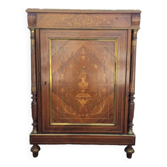 Napoleon III sideboard in floral marquetry and marble 19th century
