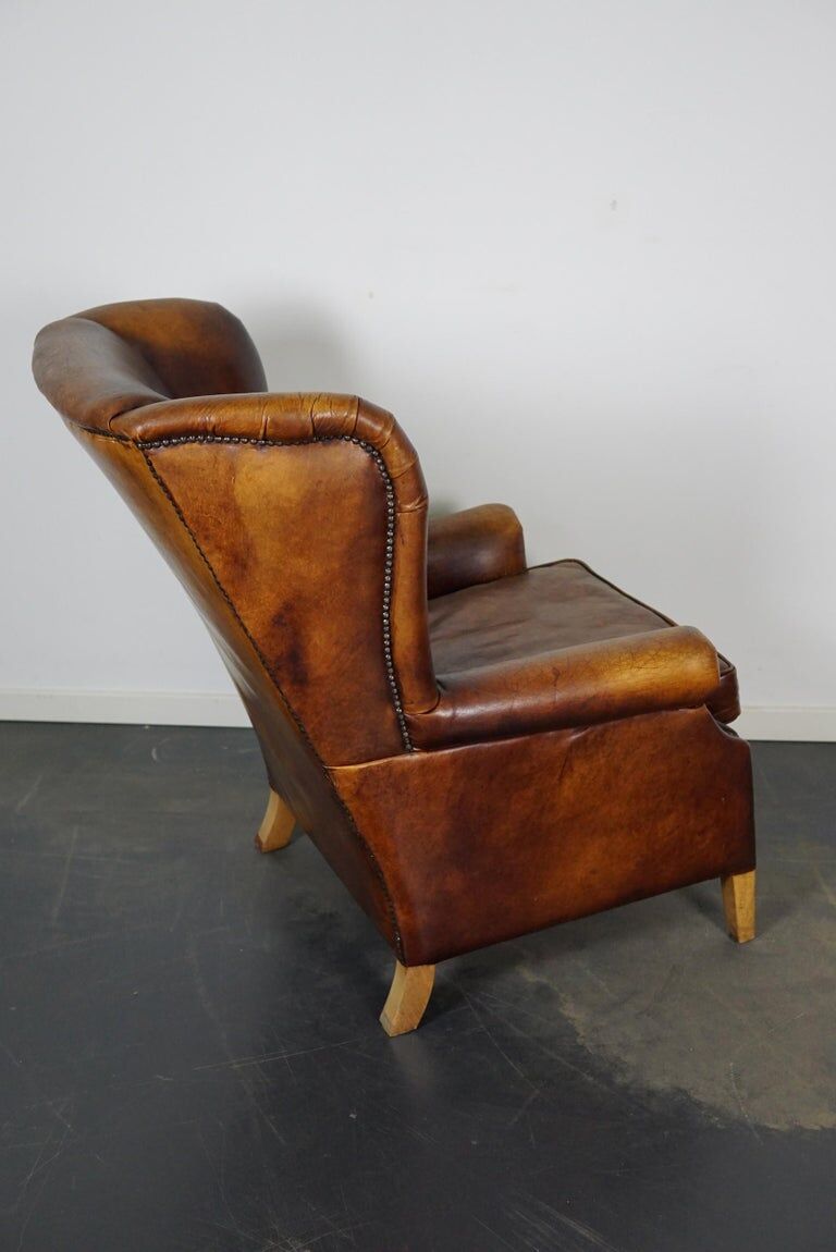 Vintage Dutch leather club armchair