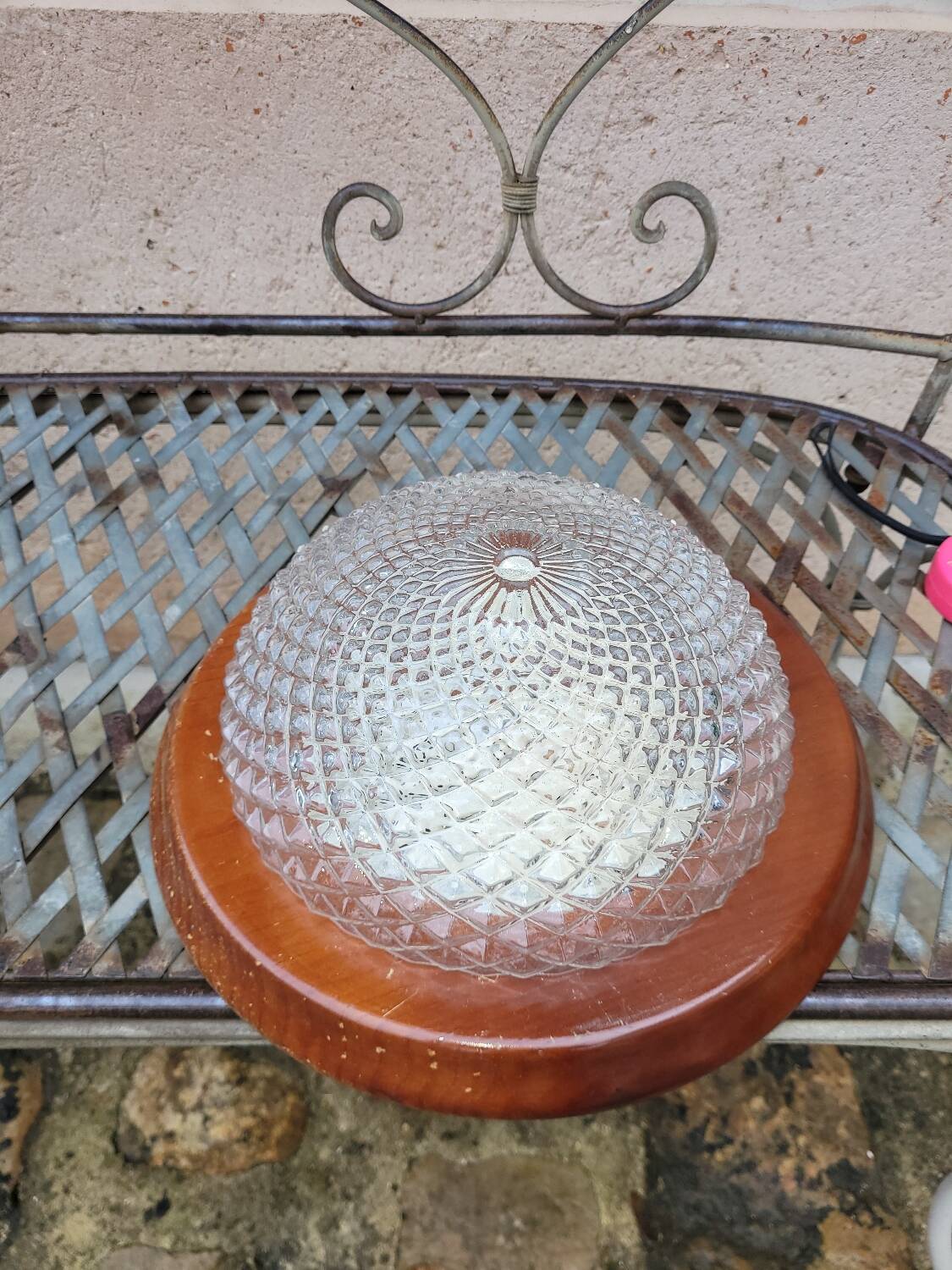 Round molded glass ceiling light