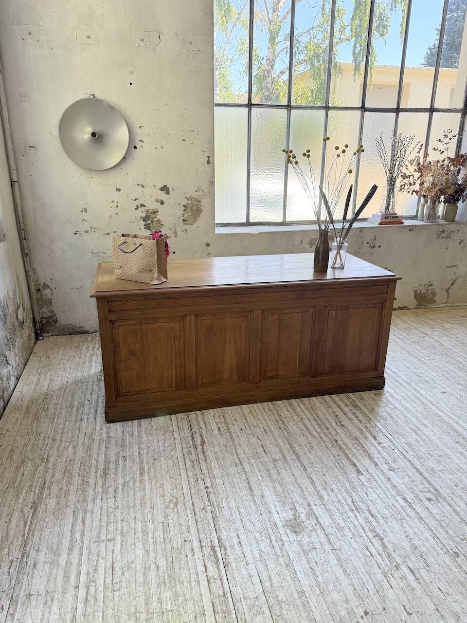 1950s oak office counter