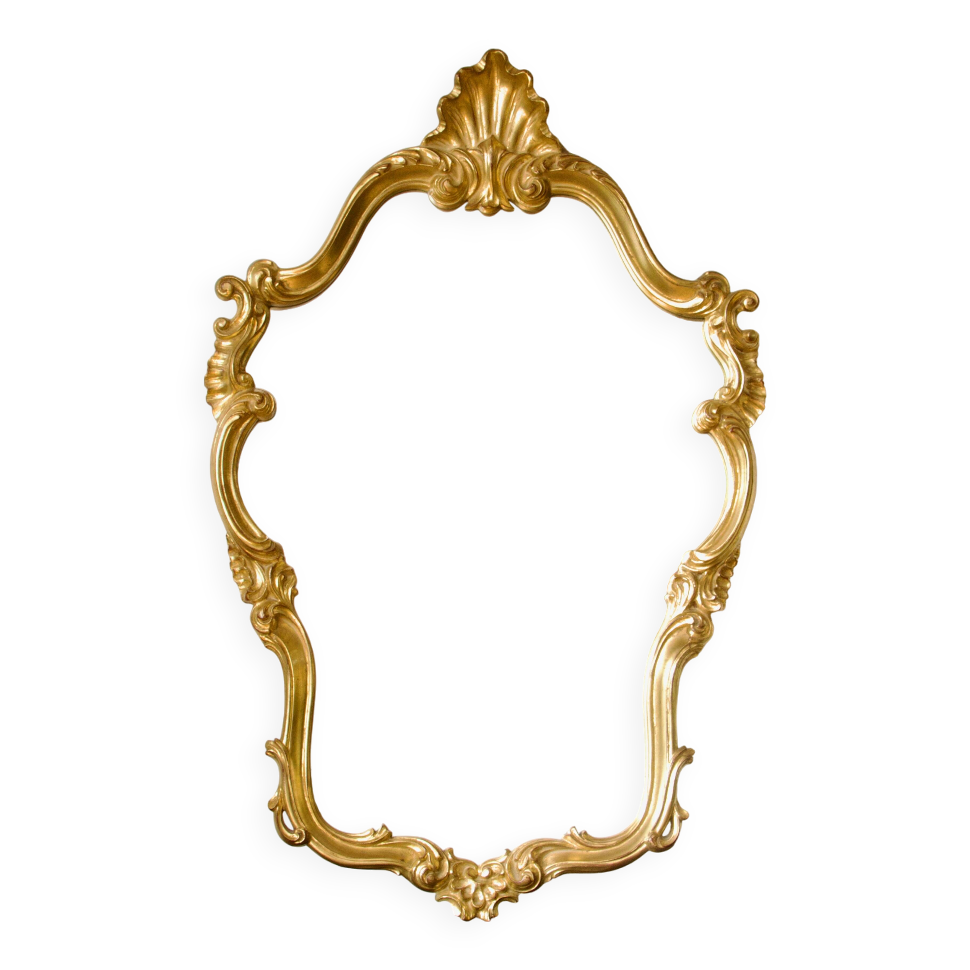 Very large gilded shell mirror Rocaille Louis XV