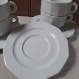 4 cups & sub-cups bistrot Pillivuyt, vintage 70's