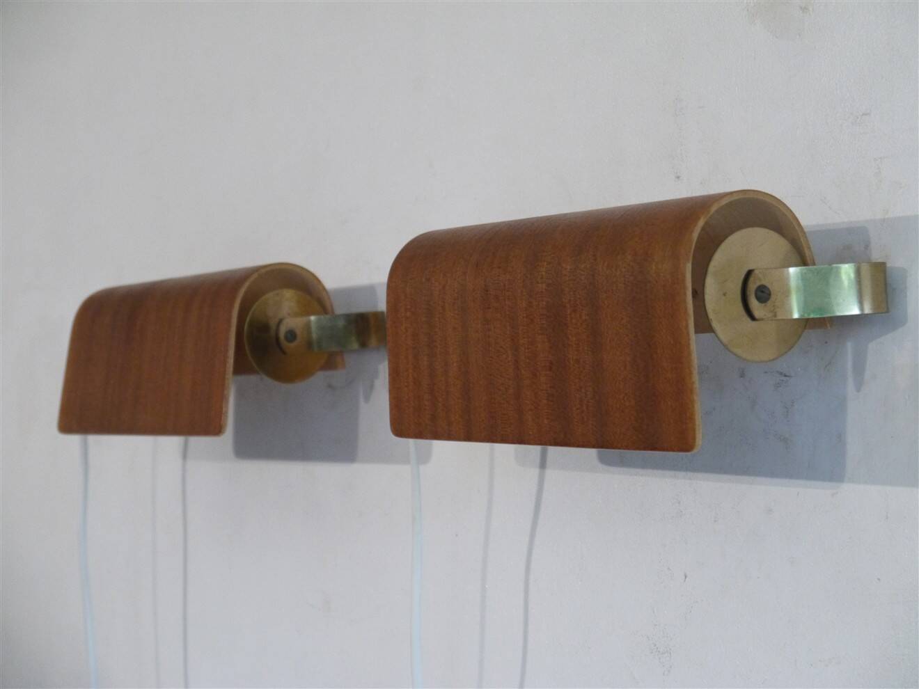 Pair of Scandinavian wall lights in teak from the 1960s.