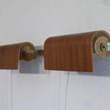 Pair of Scandinavian wall lights in teak from the 1960s.