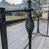 Glass and metal table with 8 chairs