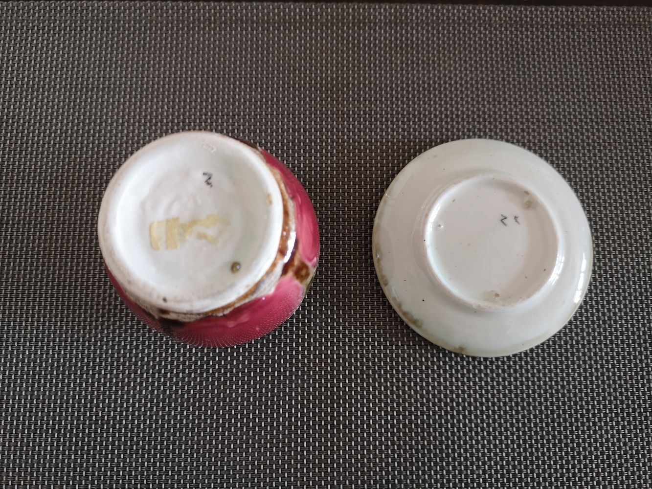 Cup and saucer in glazed ceramic end 19th