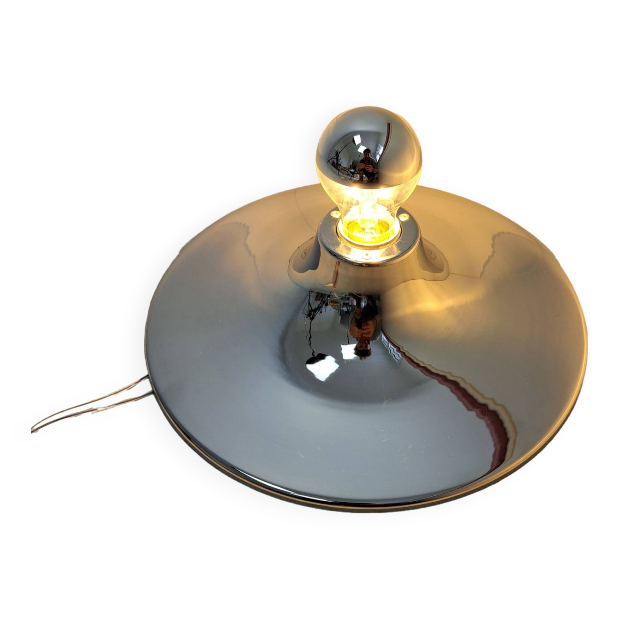 Chrome wall or ceiling light Goccia UFO design space age