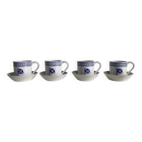 4 coffee cups and saucers
