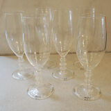 6 champagne flutes in blown glass