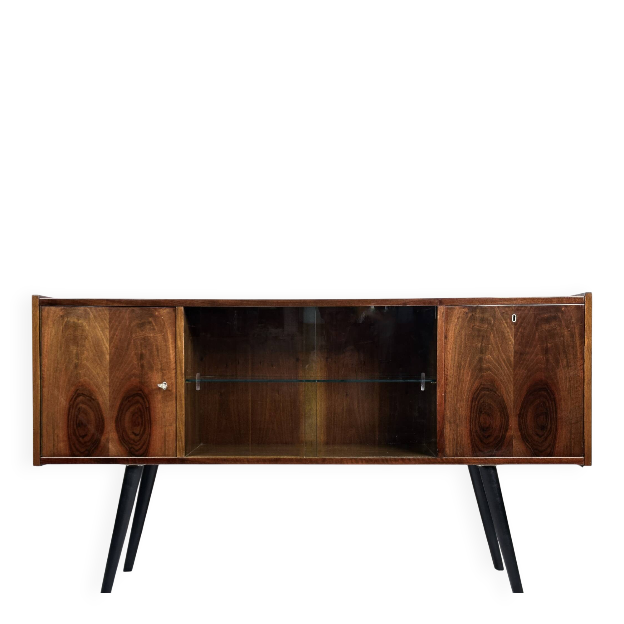 Vintage Polish bar cabinet in walnut veneer – 1960s