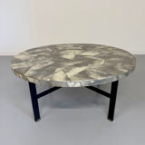 Antique stone and metal coffee table, vintage 70s design