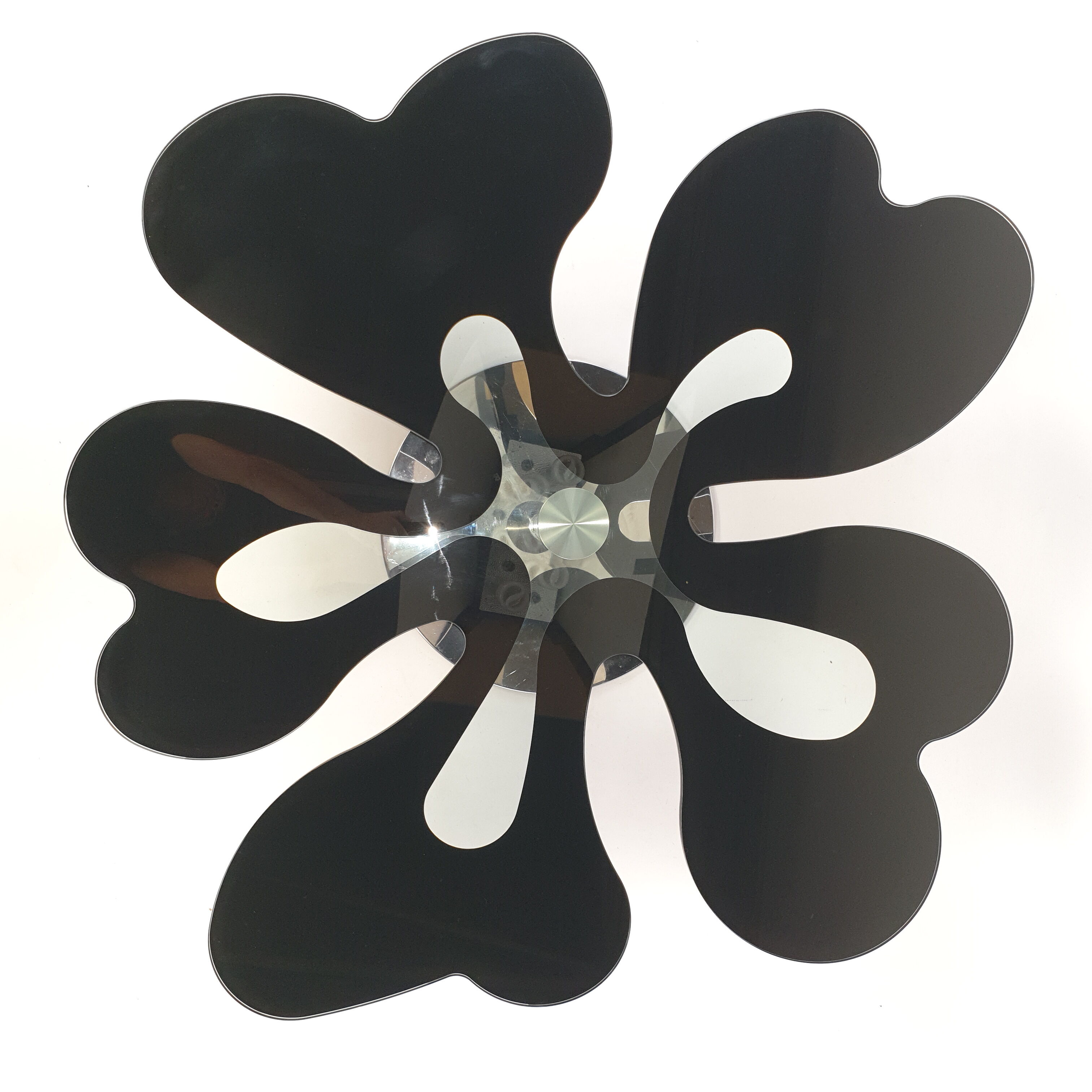 Mid century italian flower table chrome and glass, 1980s